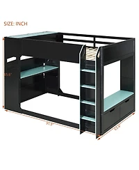 Streamdale Furniture Full Size Wood Loft Bed with Desk, Storage