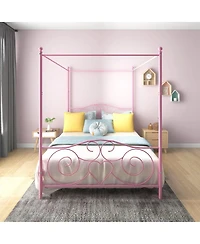 Streamdale Furniture Vintage Style Metal Queen Canopy Bed Frame