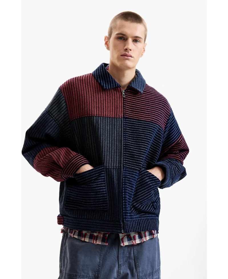 Desigual Men's Chenille Coat Blocks