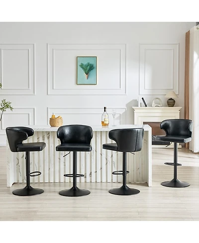 Streamdale Furniture Adjustable Swivel Bar Stools with Backrest, 300lb Capacity ( 4-Pack)