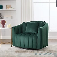 Streamdale Furniture Upholstered 360degree(s) Swivel Barrel Chair and Half with 3 Pillows,
