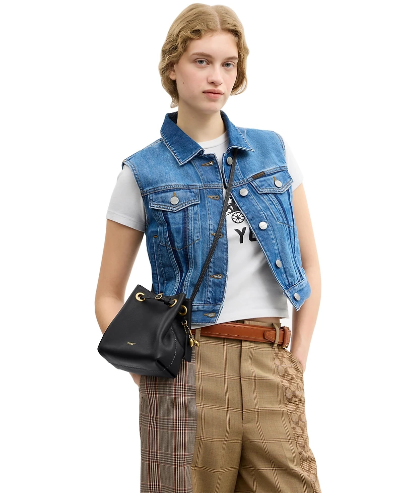 Coach Leather Jade Drawstring Crossbody Bag