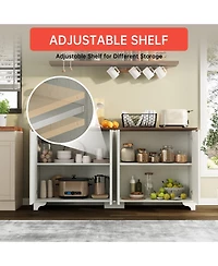 homfan Fluted Buffet Sideboard Cabinet with Four Doors and Adjustable Shelves, Water-Resistant Scratch-Resistant Top, Kitchen or Dining Room Storage