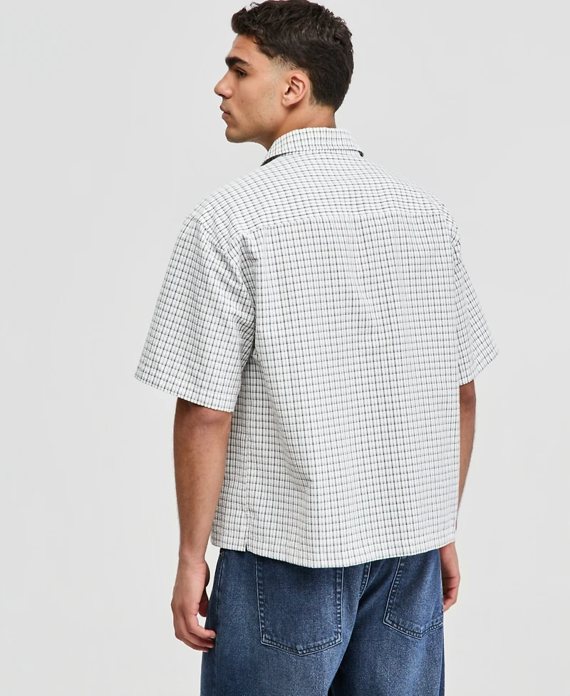 Mode of One Men's Plaid Seersucker Short-Sleeve Shirt, Macy's Exclusive