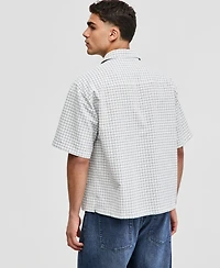 Mode of One Men's Plaid Seersucker Short-Sleeve Shirt, Macy's Exclusive