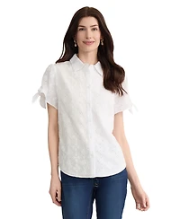 Jones New York Petite Button-Front Short-Sleeve Blouse