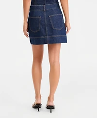 Bar Iii Women's Denim Asymmetrical Mini Skirt, Macy's Exclusive
