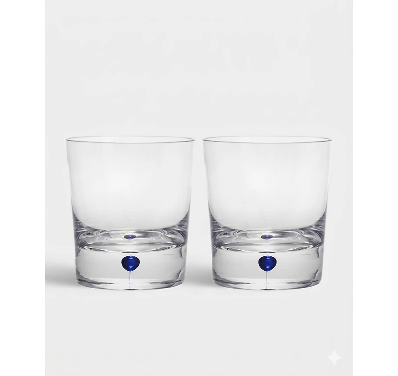 Orrefors Set of 2 Intermezzo Blue Double Old Fashioned Glasses
