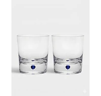 Orrefors Set of 2 Intermezzo Blue Double Old Fashioned Glasses