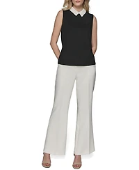 Karl Lagerfeld Paris Petite Embellished Collar Sleeveless Blouse