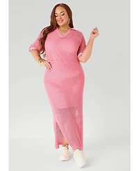 Ashley Stewart Women's Open Knit Maxi Dress