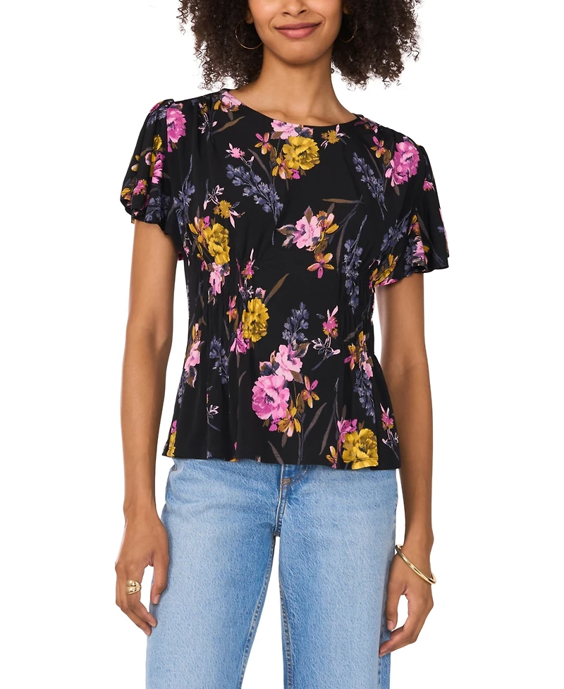 Vince Camuto Women's Short-Sleeve Floral Printed Top