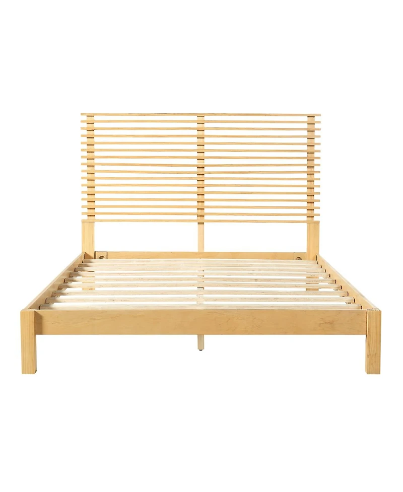 Streamdale Furniture Premium Solid Wood Platform Bed Frame with Slat Headboard