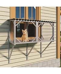 Streamdale Furniture Wooden Cat Window Perch for Large Indoor Cats - Sunbathing and Napping Hammock