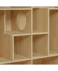 Streamdale Furniture 2-in-1 Wood Cat House and Bookshelf with Storage