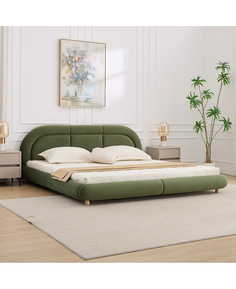Streamdale Furniture Modern Curved Upholstered King Platform Bed