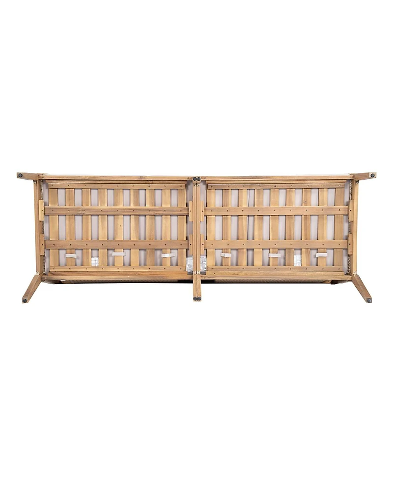 Streamdale Furniture Acacia Wood 3-Seater Sofa Set with 2 Coffee Tables - Teak Look