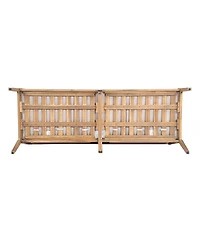 Streamdale Furniture Acacia Wood 3-Seater Sofa Set with 2 Coffee Tables - Teak Look