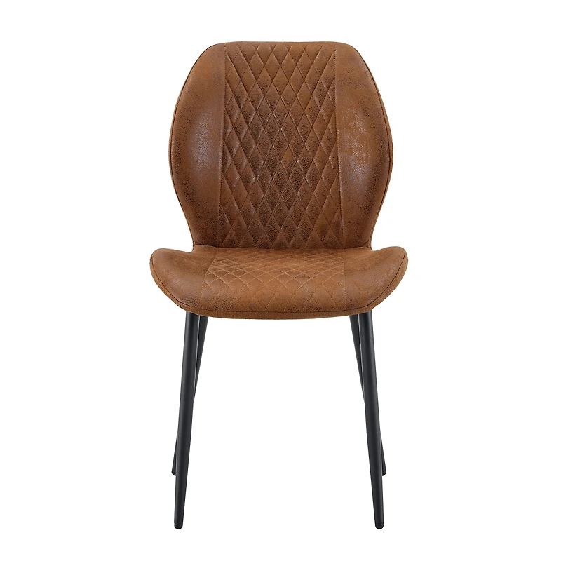 Streamdale Furniture 4-Piece Modern Luxury Brown Quilted Fabric Dining Chairs with Metal Legs