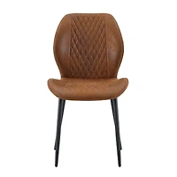 Streamdale Furniture 4-Piece Modern Luxury Brown Quilted Fabric Dining Chairs with Metal Legs