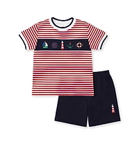 Florence Eiseman Little Boys Knit Short Set With Nautical Applique