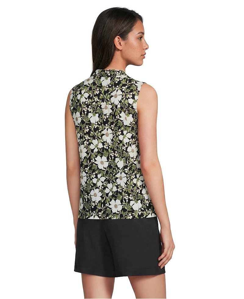 Lands' End Women's Linen Blend Ruffle Trim Tank Top