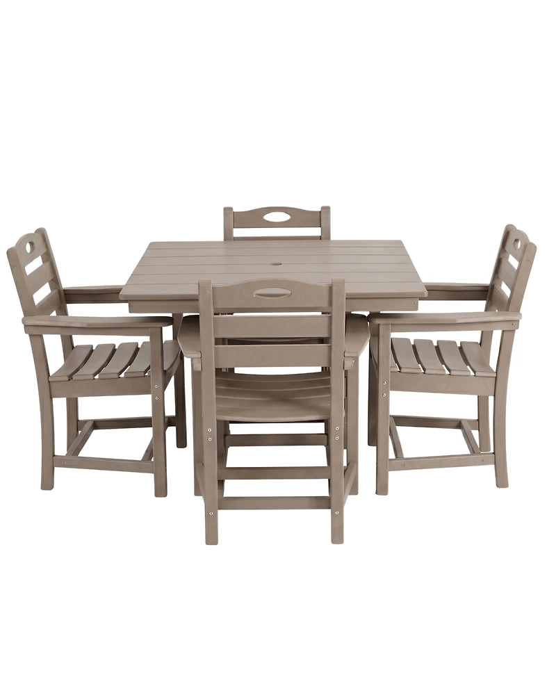 Streamdale Furniture Weathered Wood Hdpe 5-Piece Outdoor Patio Dining Set