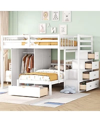 Streamdale Furniture Bunk Bed with Wardrobe, Drawers