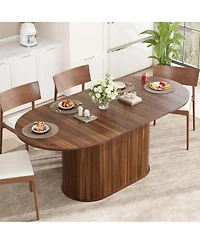 Streamdale Furniture 55.11"-70.86" Extendable Dining Table with Striped Legs
