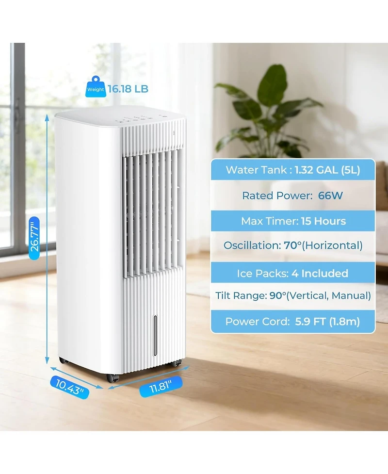 Cowsar 3-in-1 Evaporative Air Cooler, Portable Cooling Fan with Timer and Remote