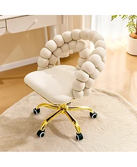 Streamdale Furniture Modern Velvet Adjustable Swivel Desk Chair with Gold Base