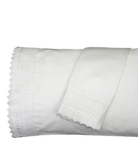 Embellished 4-Inch Lace Trim Pillowcases (Pair) Luxury 608 Thread Count - Usa