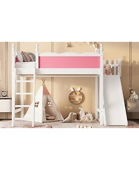 Streamdale Furniture Loft Bed with Storage, Wardrobe, and Slide, Solid Wood
