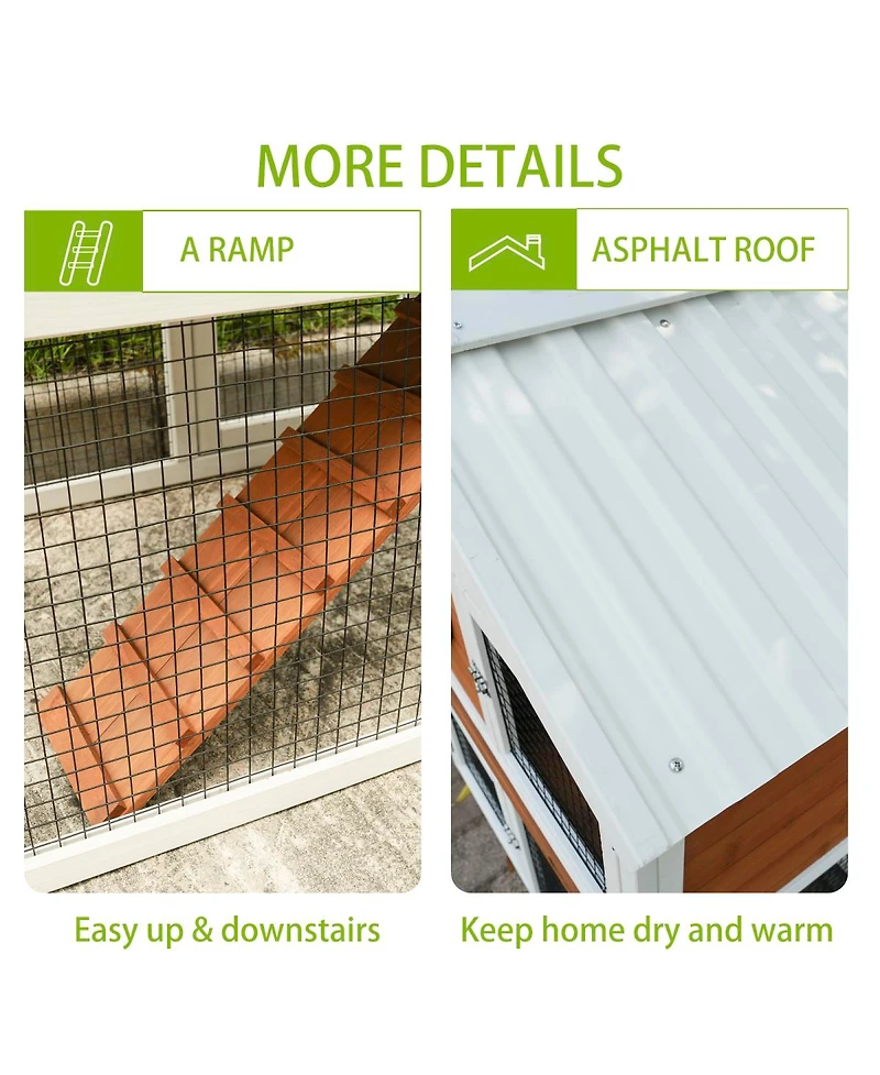 Streamdale Furniture 2-Tier Wooden Rabbit Hutch with Waterproof Roof and Pull-Out Tray