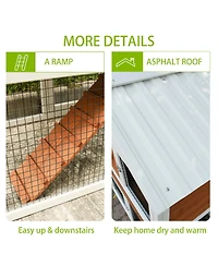 Streamdale Furniture 2-Tier Wooden Rabbit Hutch with Waterproof Roof and Pull-Out Tray
