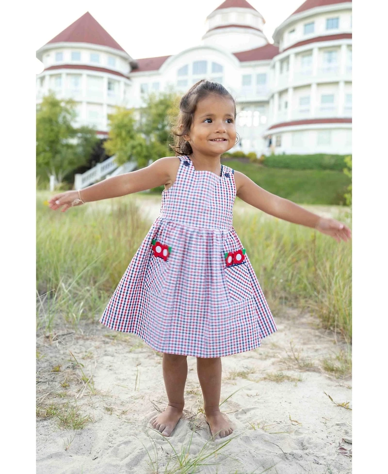Florence Eiseman Toddler Girls Plaid Seersucker Dress With Flowers