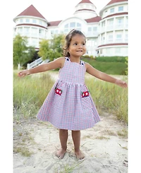 Florence Eiseman Toddler Girls Plaid Seersucker Dress With Flowers