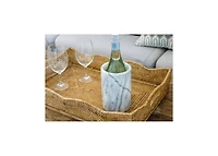Artifacts Trading Company Rattan Scallop Rectangular Tray with Glass Insert