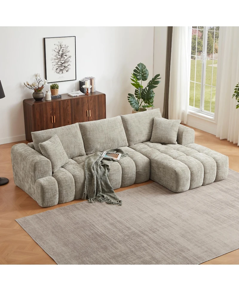 Streamdale Furniture Chenille L-Shape Luxury Sectional Oversized Sofa, Comfy Sleeper Couch