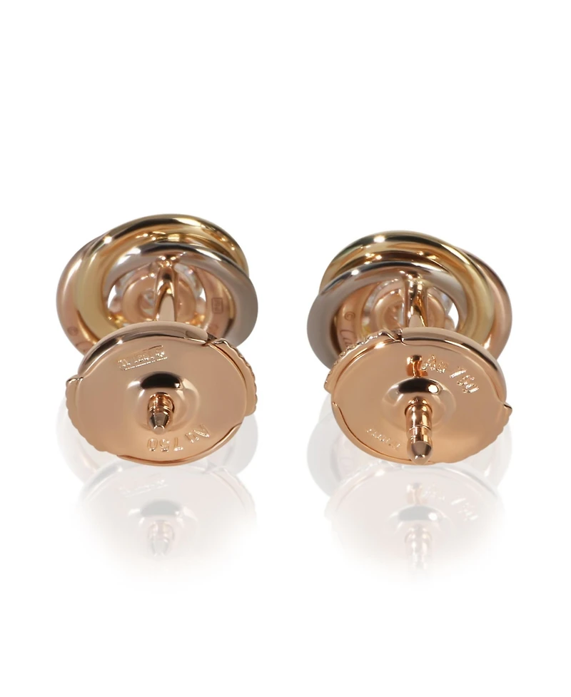 Pre-Owned Cartier 3-Tone Gold Diamond Trinity Stud Earrings
