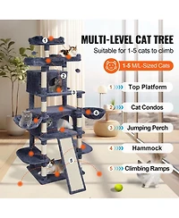 6thdruple Cat Tree for Indoor Cats, Tower with Cat Condos, Top Perches, Hammocks, Scratchers