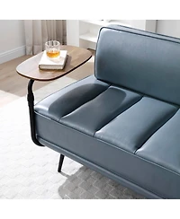 Streamdale Furniture Faux Leather Swivel Tray End of Bed Bench with Side Table