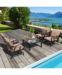 Slickblue Patio Furniture Set 5 Piece Rocking Chair with Fire Pit Table