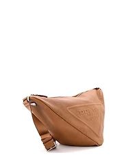 Pre-Owned Prada Large Triangle Logo Zip Messenger Leather