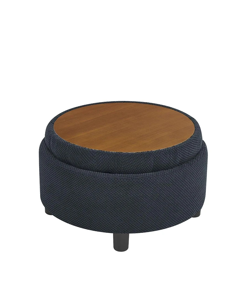 Streamdale Furniture Round Storage Ottoman with Removable Tray