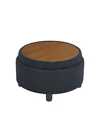 Streamdale Furniture Round Storage Ottoman with Removable Tray