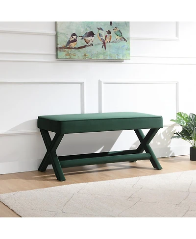 Streamdale Furniture Velvet Double Bench with X-Crossed Legs