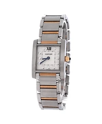 Pre-Owned Cartier Tank Francaise Quartz Watch in Stainless Steel and Rose Gold with Diamond Markers 20mm