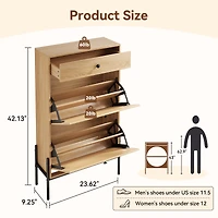 Streamdale Furniture Rattan 2-Door Shoe Cabinet with Drawer and Shelf