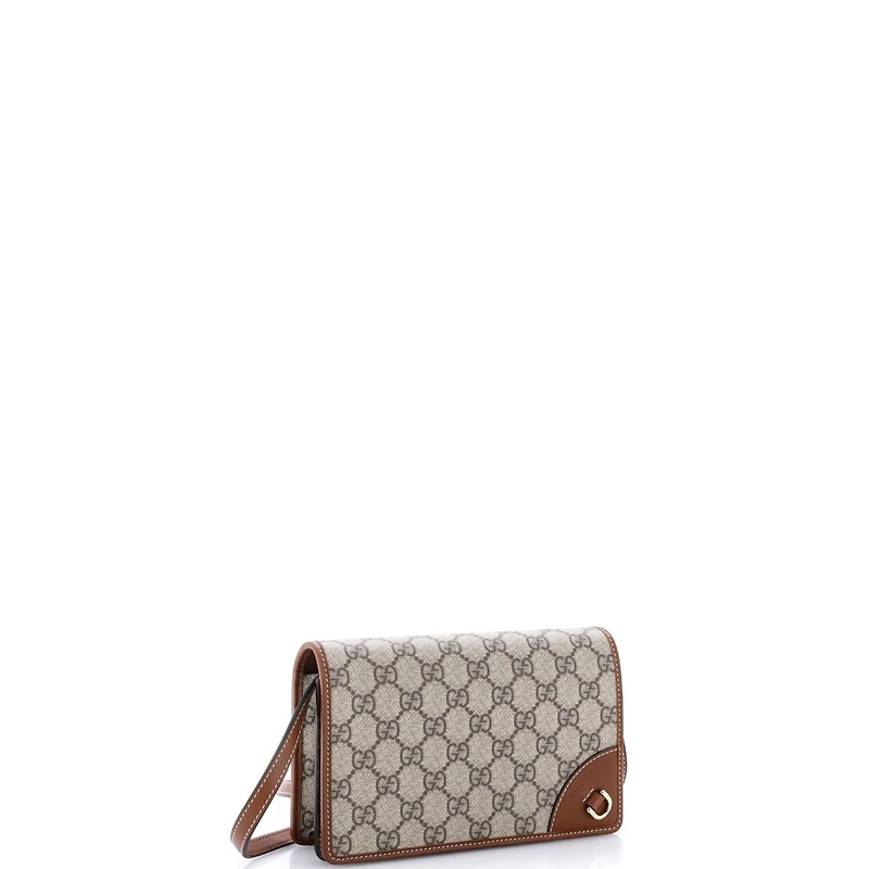 Pre-Owned Gucci Emblem Wallet on Strap Gg Coated Canvas